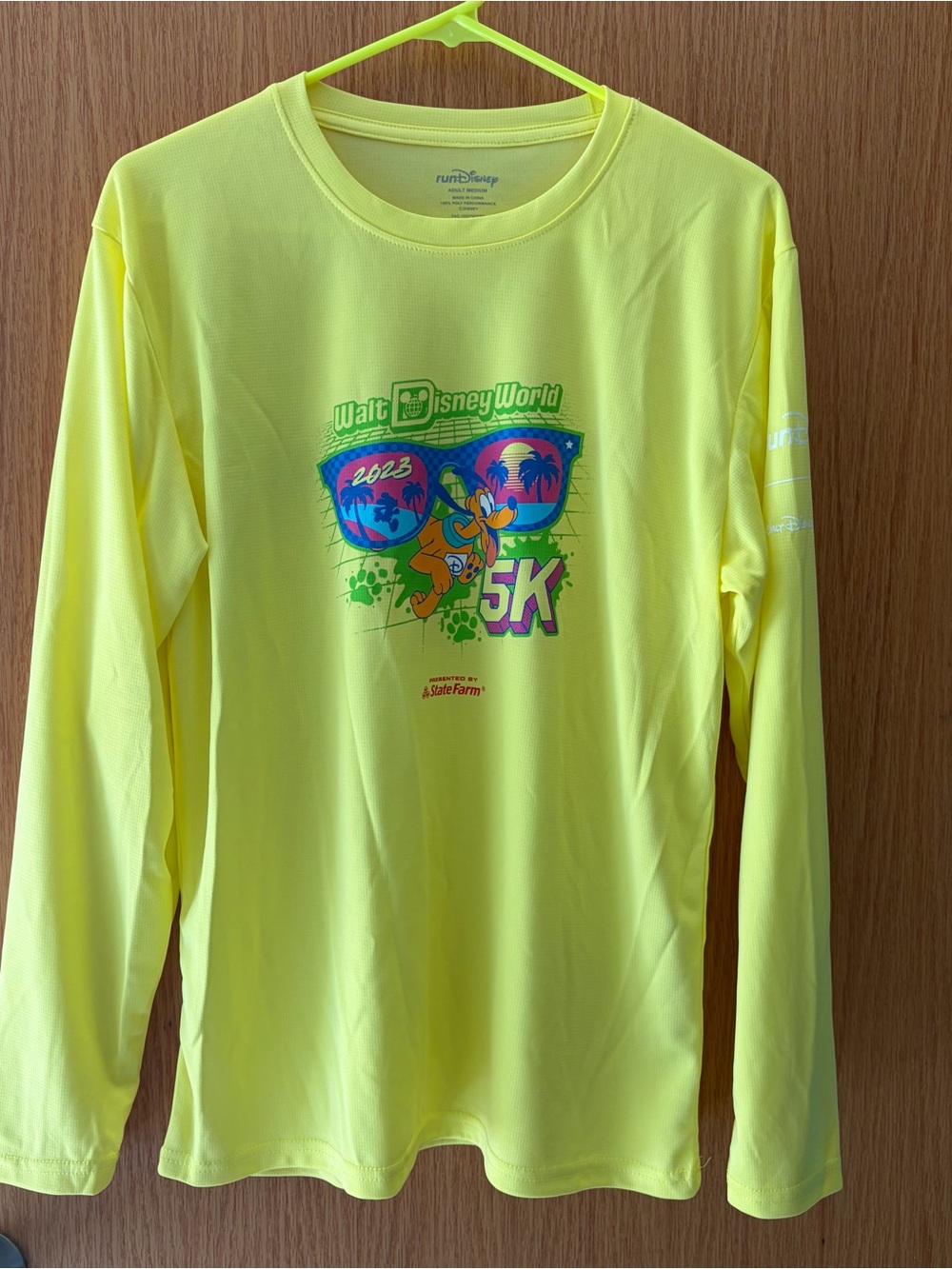 Disney Neon Yellow Long-Sleeve 5K Shirt 2023